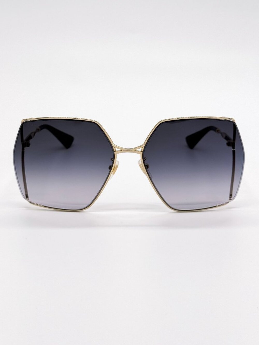 NEW GUCCI SUNGLASSES GG0817S 001 GOLD/GRAY SQUARE WOMEN GUCCI EYEWEAR - Picture 4 of 11